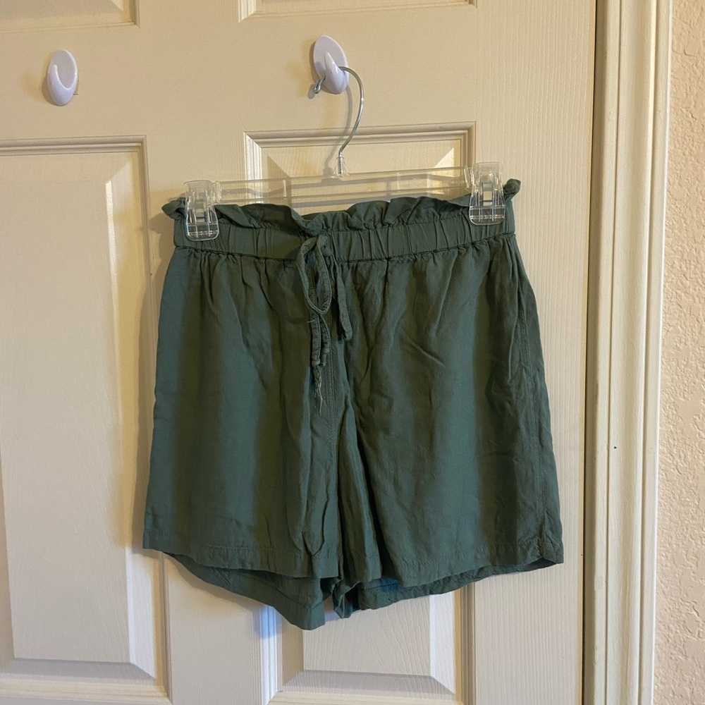 High Waisted Paper Bag Shorts